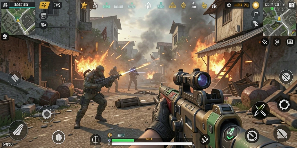 Tampilan gameplay intens di dalam game TPS 3446.