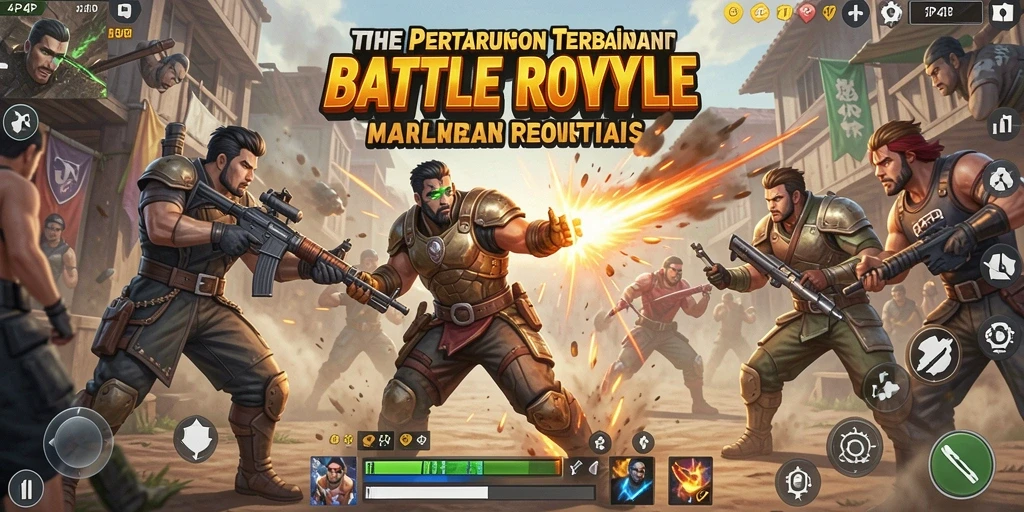 Screenshot 4P4P menampilkan aksi mendebarkan dalam Battle Royale.