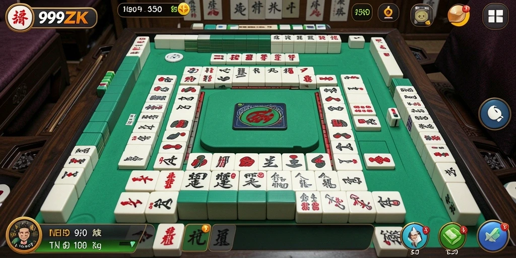 Screenshot gameplay 999ZK saat pemain menyusun ubin Mahjong.