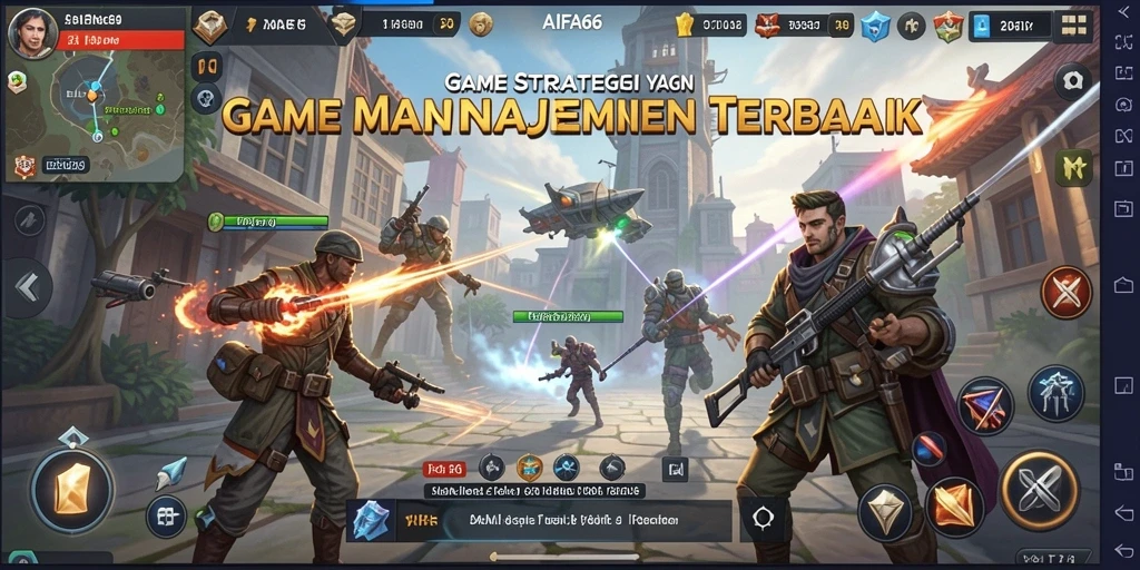 Tangkapan layar gameplay AIFA66 yang menampilkan pertempuran seru dan strategi.