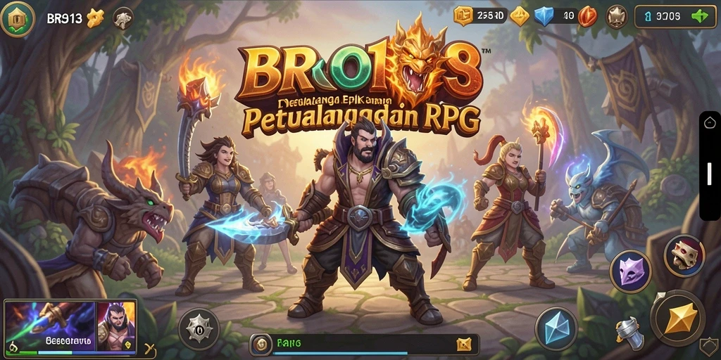 Screenshot utama BRO138 menunjukkan aksi petualangan RPG yang mendebarkan.