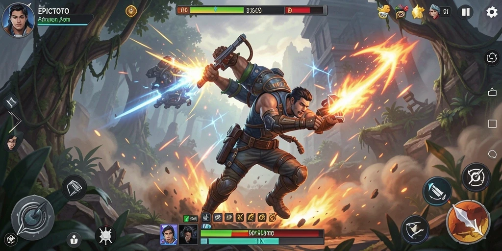 Tampilan aksi mendebarkan dari gameplay EPICTOTO.