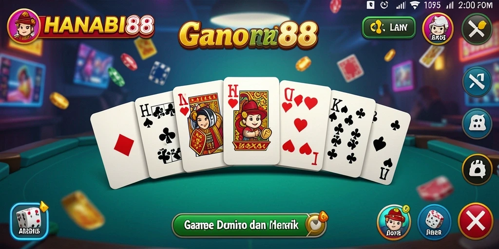 Tampilan seru dari gameplay Domino di HANABI88.