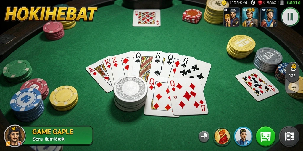 Screenshot gameplay HOKIHEBAT yang menampilkan momen seru bermain Gaple.