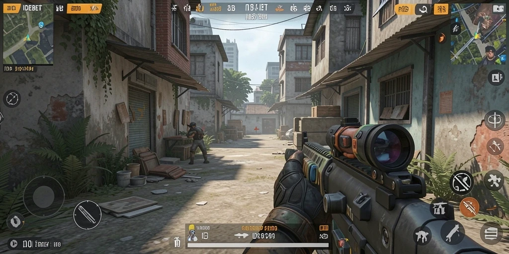 Tangkapan layar gameplay IDEBET yang intens dan mendebarkan dari genre FPS.