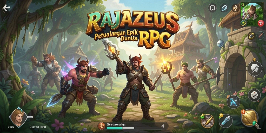 Tampilan seru dari gameplay RAJAZEUS yang penuh petualangan RPG.