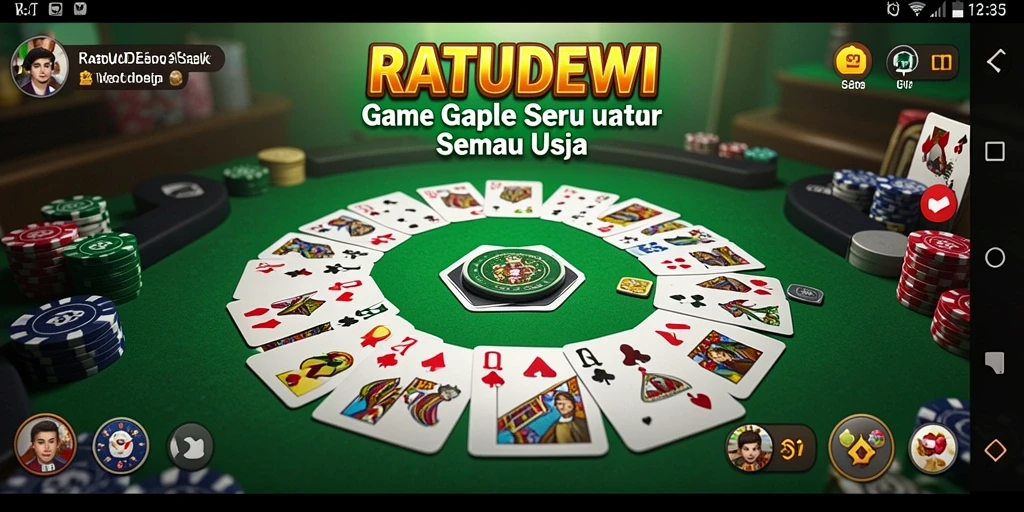 Tampilan gameplay seru di RATUDEWI dengan kartu Gaple.