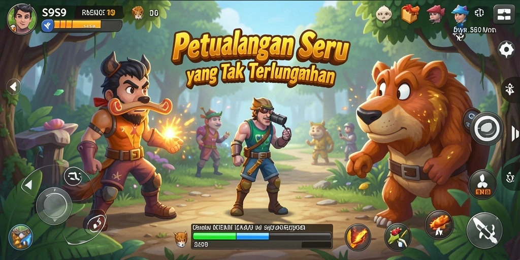 Tampilan gameplay S9S9 dengan pemandangan alam yang menakjubkan.