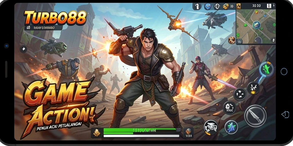 Screenshot gameplay TURBO88 menampilkan aksi seru yang menegangkan.